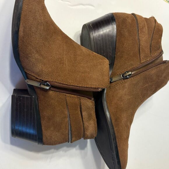 Sam Edelman Petal Ankle Bootie Brown Suede Buckle Zip Ankle Boot Size 7 - Picture 5 of 12
